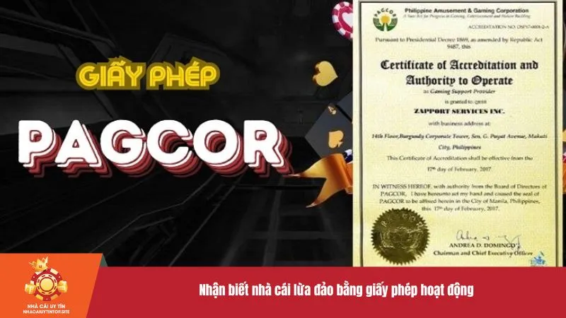 Nhận biết nhà cái lừa đảo bằng giấy phép hoạt động